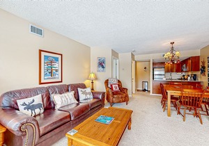 Ski-in/out condo with mountain views, fireplace, pool, & hot tub