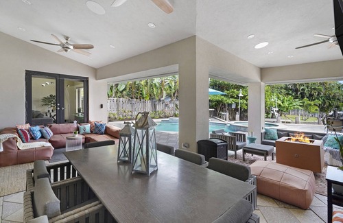 Riverside Park House | 144' New River Dock DT! Sailfish Pool, Hot Tub, Pontoon & Fire Lounge Luxury!