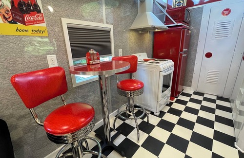 Clyde Resort | 1950's themed couples caboose on a bison ranch. Pet-Friendly!