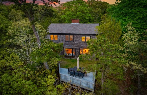 Waquoit Village House | 2 Acre Waterfront Home Overlooking Waquoit Bay with Spa and Swim Dock