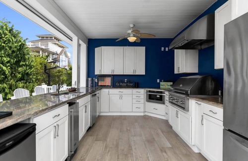 Monmouth Beach House | 2023 home on river, across from Beach. Outdoor kitchen bath pool spa fireplace