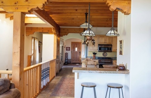 Arroyo Seco House | 2200 sq ft, 2-BR, 2-Bath townhouse, hot tub, double-living rooms, cook's kitchen, cedar deck, garden