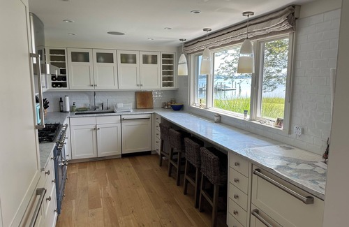 Suffolk County House | 5-bedroom home on water with dock, office, bunk room in lovely Shelter Island!
