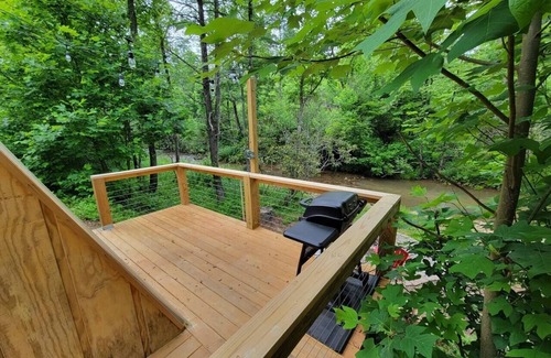 Purlear RV Rental | A-Frame in nature, Swinging wall, WIFI, Hot Shower