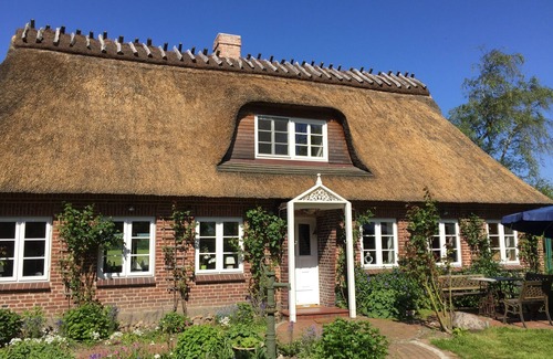 Gelting House | Absolute peace: Detached thatched house with huge garden, pool, sauna .