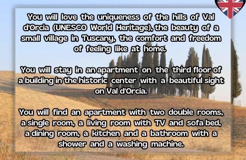 San Quirico d'Orcia Apartment | Anima d'Orcia - Ampio appartamento in pieno centro storico!