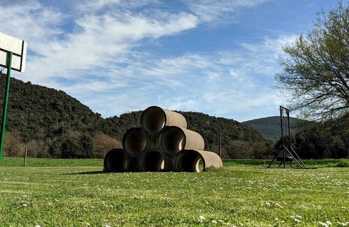 Santa Pau Apartment | Apartment 'Mas El Carrer - Blau' with Shared Pool, Shared Garden and Wi-Fi