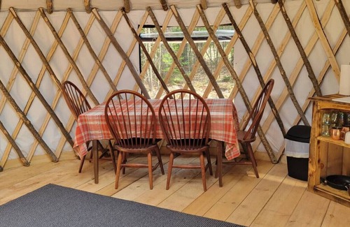 Brownfield RV Rental | Ava Jade yurt nestled in the woods of Brownfield, Maine
