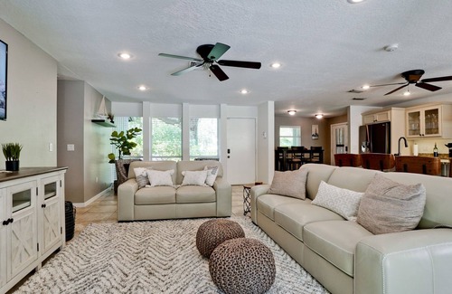 River District House | Barefoot Bungalow, Heated Pool & Spa, Game Room Foosball