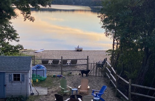 East Falmouth House | Beach front, fenced yard, dogs welcome, central air, fire pit, 3 kayaks, hot tub