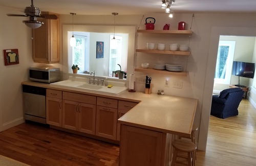 Brevard House | Beautiful Cottage with Creek, Large Grassy Yard, Easy Walk to Downtown & Parks