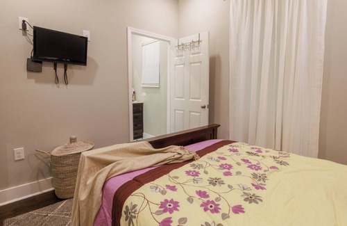 Lithonia House | Bedroom in a house, Queen size bed and bath