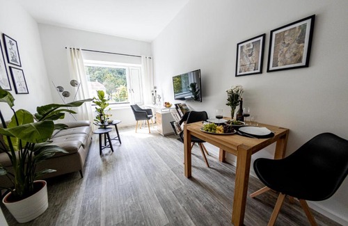 Passau Apartment | BONNYSTAY l Modern l Zentral l Work Space l Kitchen l Smart TV l WLAN