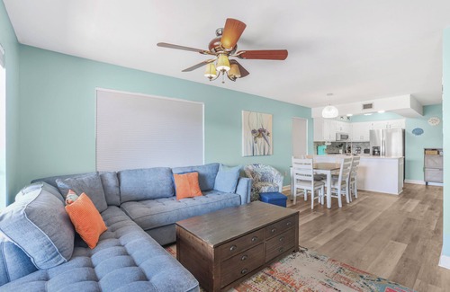 Gulf Shores House | Bring the Pup! Steps to Beach, Dining & Shops, 3 Sunny Balconies, Cozy Firepit!