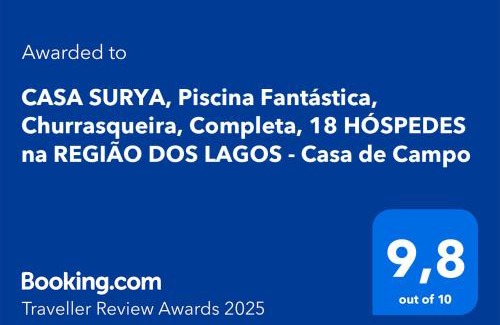 Iguaba Grande House | CASA SURYA, Piscina Fantástica, Churrasqueira, Completa, 18 HÓSPEDES na REGIÃO DOS LAGOS - Casa de Campo