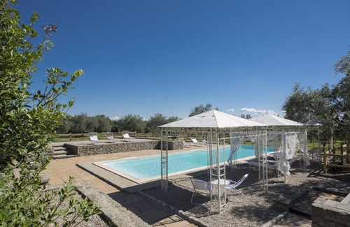 Montefiascone Villa | Casale degli Ulivi: country villa with pool, terrace and fireplace