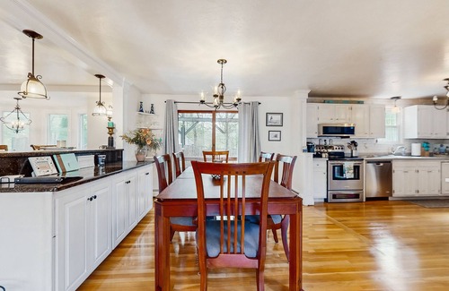 Osterville House | Charming home with open layout, deck, grill, AC, W/D, & yard