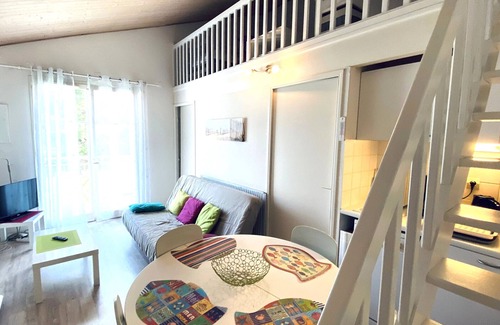 Les Sables d'Olonne Apartment | Charming T2 Mezzanine with Balcony, 700m from Beach, Well-Equipped, Calm Area