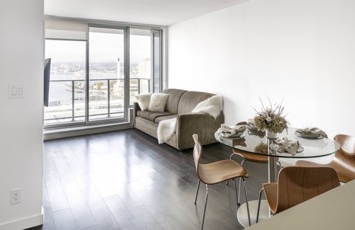 Downtown Eastside Apartment | Chic Industrial 1-Bedroom with Parking + Views
