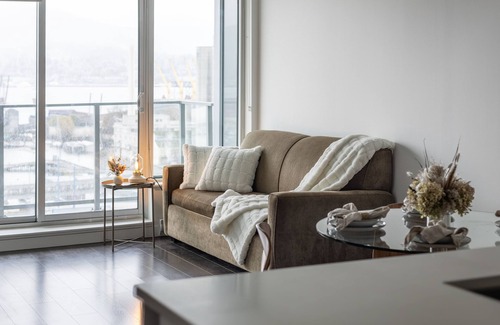 Downtown Eastside Apartment | Chic Industrial 1-Bedroom with Parking + Views