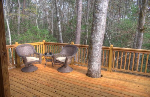 Sautee Nacoochee Cabin | Chimney Mtn 3 | Dog Friendly Cabin with Covered Hot Tub and Hot Tub. Near Helen