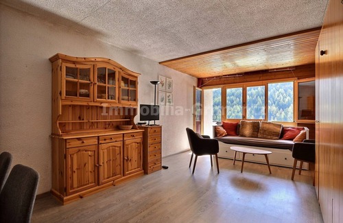 Grimentz Apartment | Comfortable studio for 2 to 4 people, living room with 4 beds, kitchen area, bath-WC, balcony, third