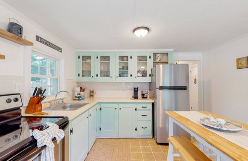 Hyannis House | Conveniently-located home with fenced yard, firepit, beach parking pass