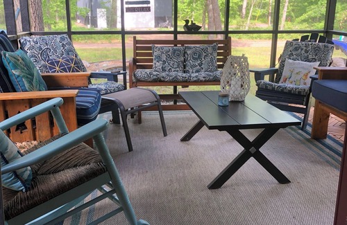 Webb Lake Cabin | Cozy 2 bedroom cabin with fireplace, lake views, steps to sand bottom swimming