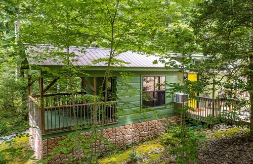 Hendersonville House | Cozy couple's cabin with furnished deck, porch, firepit, hammock & partial AC