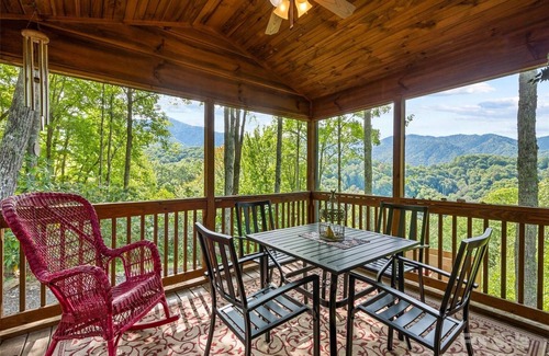 Cranberry Falls Cabin | Cozy Mountain Cabin - Amazing View! Central heat/AC, fireplace, firepit