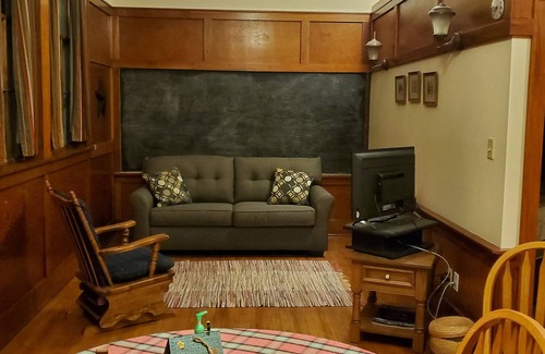 Barnes County Cabin | Cozy schoolhouse cabin in lovely Valley City with AC, WiFi, pet friendly.