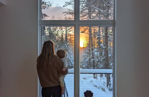 Bethel Ski Chalet | Cozy, sun filled mountain retreat w/45 private acres, hot tub, gym, car charger!