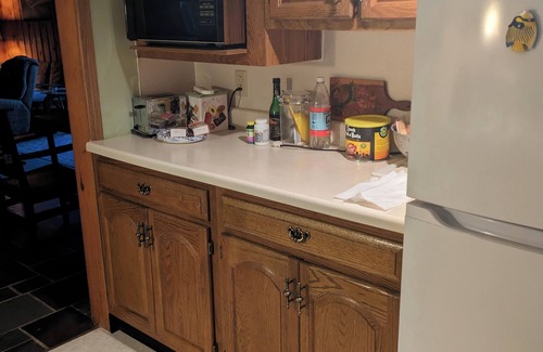Putnam Station Cottage | Direct lakefront cottage with wood burning fireplace in great room. Pet friendly