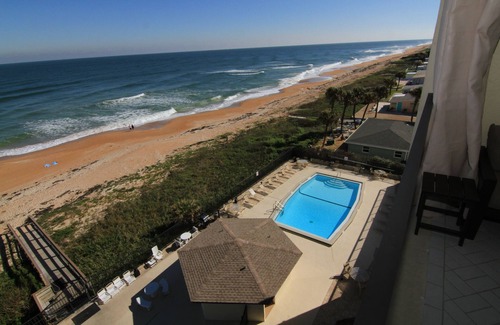Ormond-by-the-Sea Condo | Direct oceanfront corner condo with big balcony, heated beachfront pool and garage parking