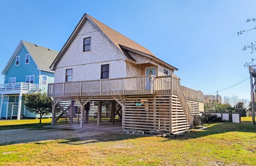 Buxton House | Dog-friendly home with private pool, firepit, fenced yard, covered patio, & deck