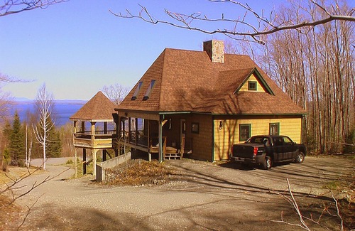 Greenville Ski Chalet | Dog-friendly, lake-view chalet with gazebo, wraparound deck, grill, & fireplace