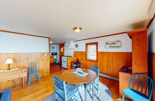 Brooklin House | Dog-friendly oceanfront stone house with beach access, stunning views & deck