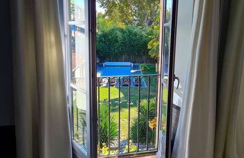 Saint-Priest House | Double room overlooking landscaped garden and swimming pool in charming house