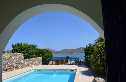 Mavrikiano Villa | Elounda, private pool, near beach and shops, stunning views facing the sea