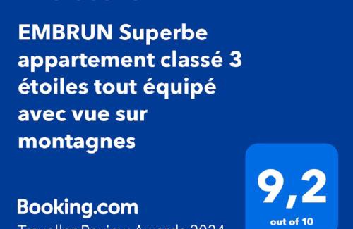 Saint-Sauveur Apartment | EMBRUN Superbe appartement classé 3 étoiles tout équipé avec vue sur montagnes