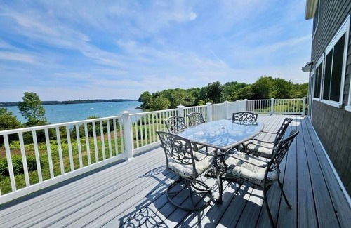 Harpswell House | Enjoy coffee & sunrise on the fabulous waterfront porch at a Harpswell retreat!