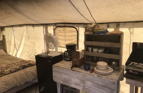 Joseph RV Rental | Evans Farm ~ Glamping Tent at the base of the mountains outside Joseph, Oregon.