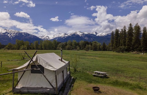 Joseph RV Rental | Evans Farm ~ Glamping Tent at the base of the mountains outside Joseph, Oregon.