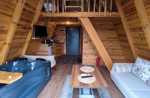 Arhavi House | Evi are Completely First Class Wood and Have a Fireplace. You can Sleep in Front