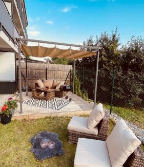 Trnava Apartment | Exclusive Garden Oasis with Jacuzzi & Private Parking