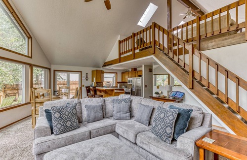 Mount Hood Village Ski Chalet | Expansive Wooded Home with a Brook, Firepit, Private Hot Tub and Shared Pool