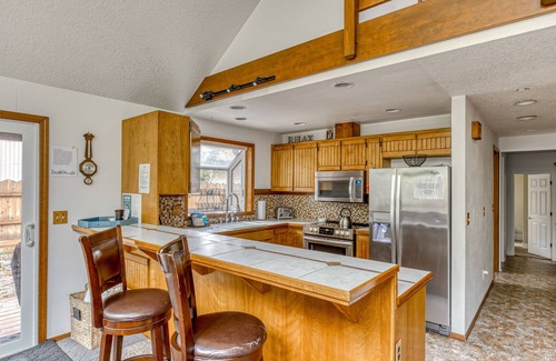 Mount Hood Village Ski Chalet | Expansive Wooded Home with a Brook, Firepit, Private Hot Tub and Shared Pool