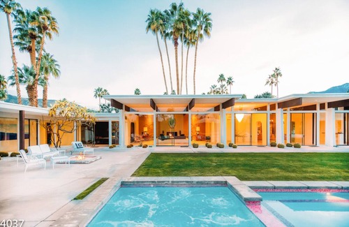 Palm Springs House | Fall Availability! Historic Villa with Famous Pink Door and Mountain Views!