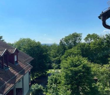 Bad Griesbach-Therme Apartment | FeWo 57 - Appartement im Rottalblick - Helle Kuschelecke genießen mit Bademantelgang zur Therme und TV, Stellplatz im Haus