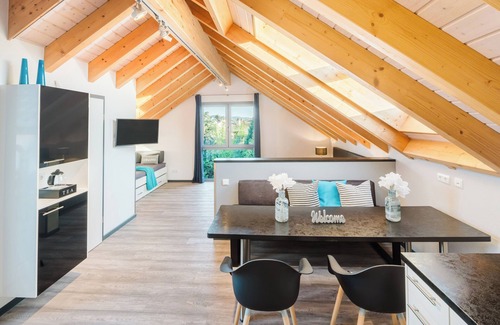 Bensheim Apartment | For the discerning: designer loft & roof balcony for 1-4 people. Near bathing lake